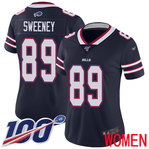 Women Buffalo Bills #89 Tommy Sweeney Limited Navy Blue Inverted Legend 100th Season NFL Jersey->women nfl jersey->Women Jersey